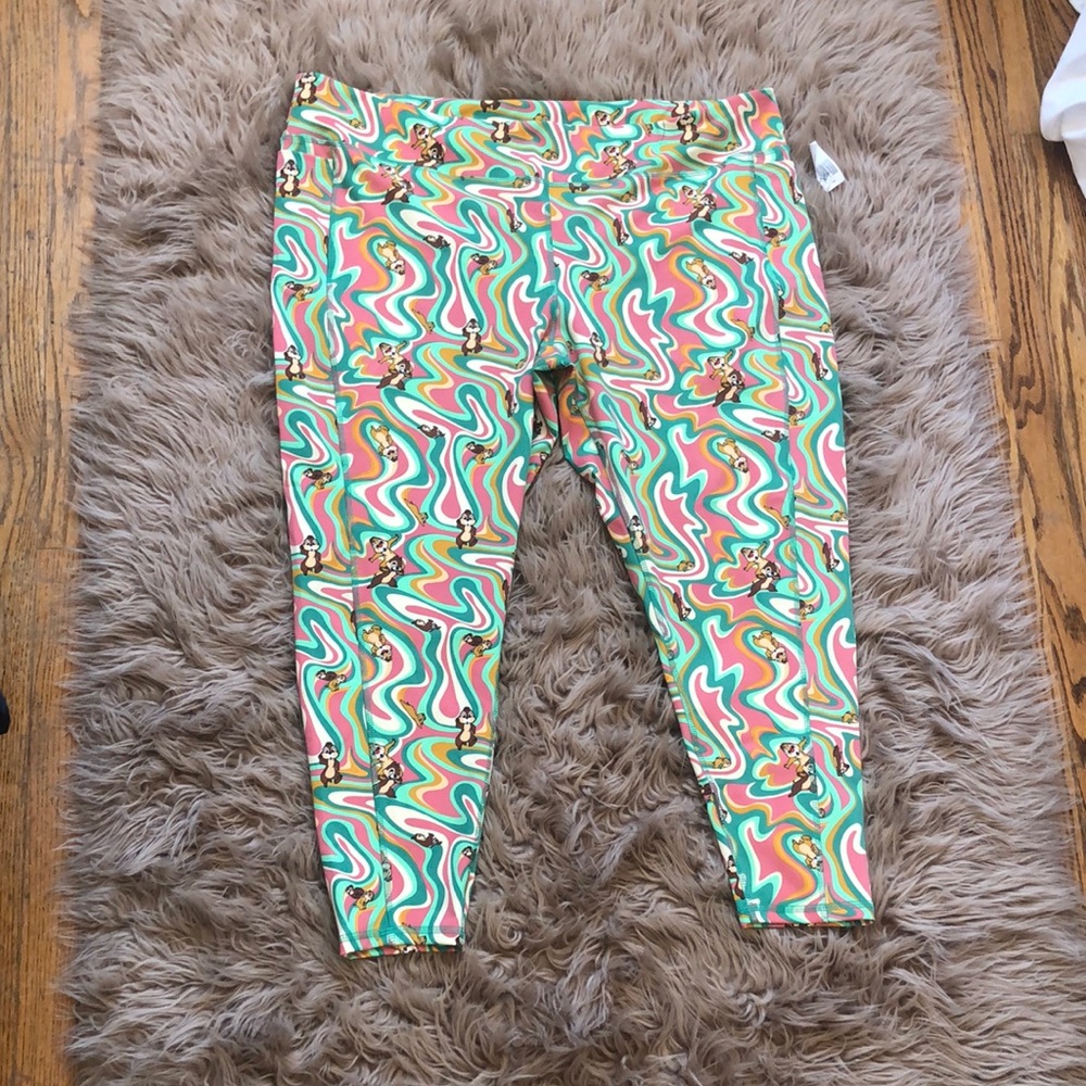 Disney Chip and Dale Swirl Leggings - Green and Orange